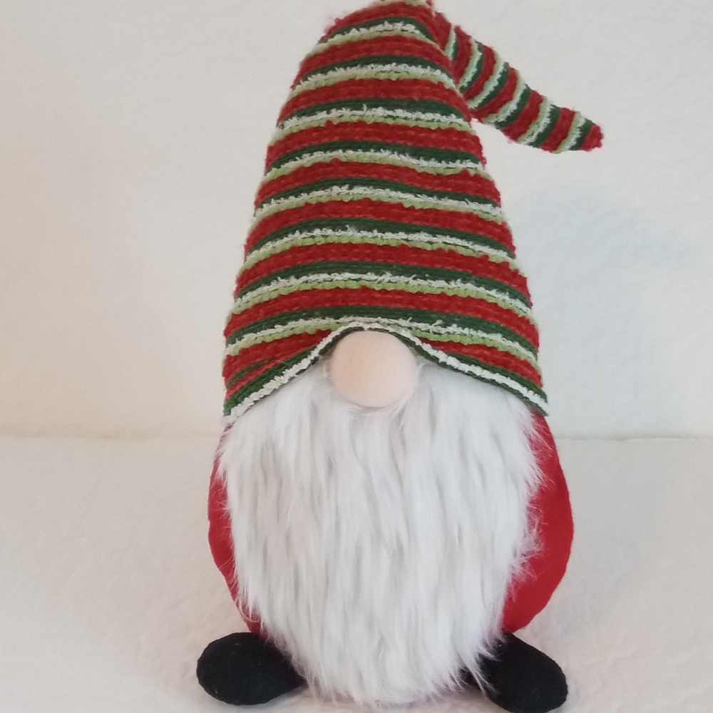 Striped Red and Green Holiday Gnome